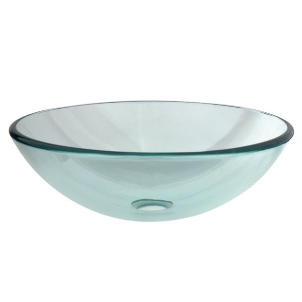 Fauceture EVSPCC1 1/2" Round Tempered Glass Vessel Sink, Clear EVSPCC1